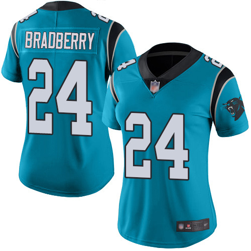 Carolina Panthers Limited Blue Women James Bradberry Jersey NFL Football #24 Rush Vapor Untouchable->women nfl jersey->Women Jersey